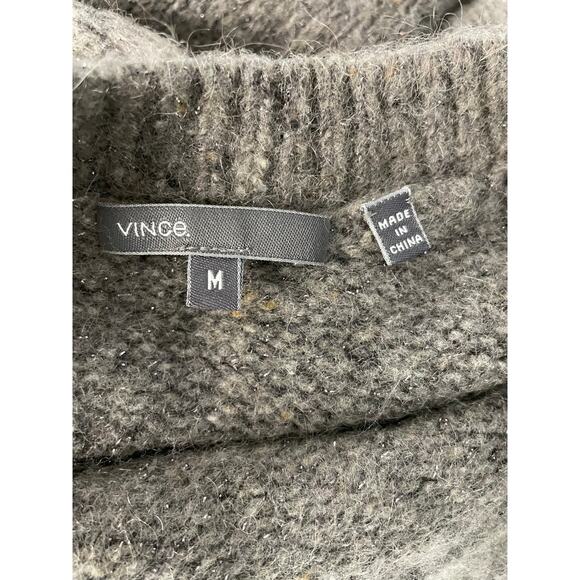 Vince gray silver metallic sparkle shimmer knit warm wool sweater side pockets - Picture 5 of 6